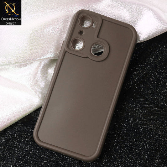 Infinix Hot 20i Cover - Brown- Soft Silicone Case With Round Bumper Matte TPU Shockproof Cover