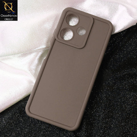 Infinix Hot 30 Cover - Brown -Soft Silicone Case With Round Bumper Matte TPU Shockproof Cover