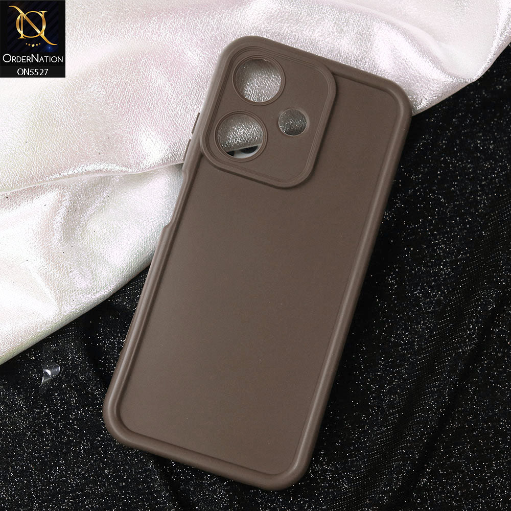 Infinix Hot 30i Cover - Brown -Soft Silicone Case With Round Bumper Matte TPU Shockproof Cover