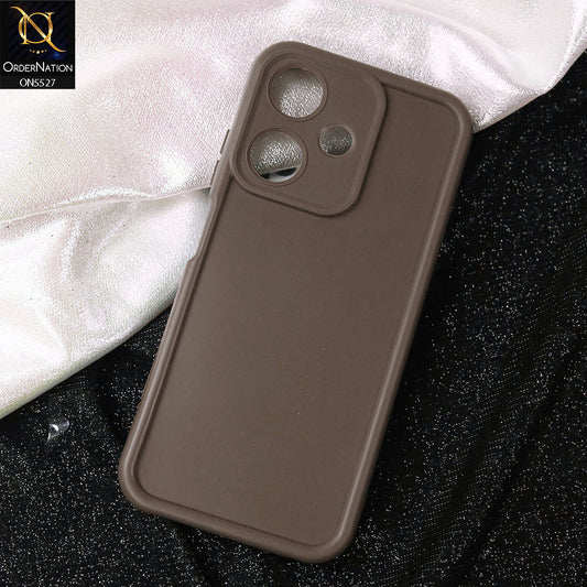 Infinix Hot 30i Cover - Brown -Soft Silicone Case With Round Bumper Matte TPU Shockproof Cover