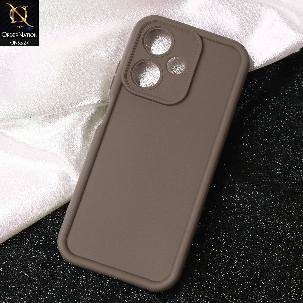 Infinix Hot 30 Play Cover - Brown -Soft Silicone Case With Round Bumper Matte TPU Shockproof Cover