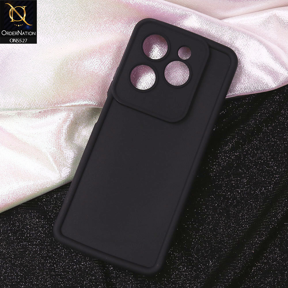 Infinix Hot 40 Cover - Black - Soft Silicone Case With Round Bumper Matte TPU Shockproof Cover