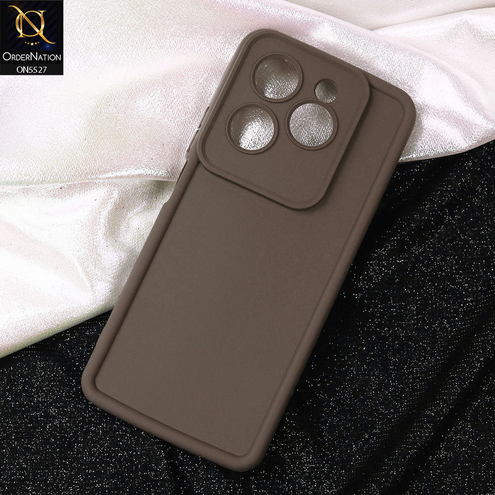 Infinix Hot 40 Cover - Brown -Soft Silicone Case With Round Bumper Matte TPU Shockproof Cover