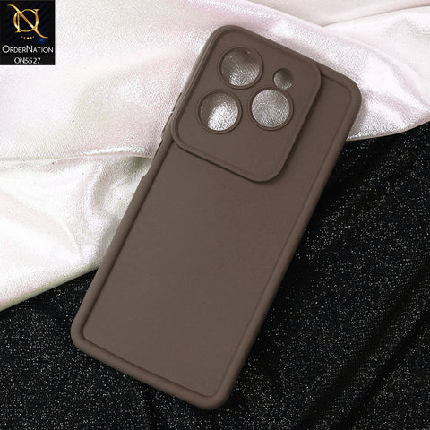 Infinix Hot 40 Cover - Brown -Soft Silicone Case With Round Bumper Matte TPU Shockproof Cover