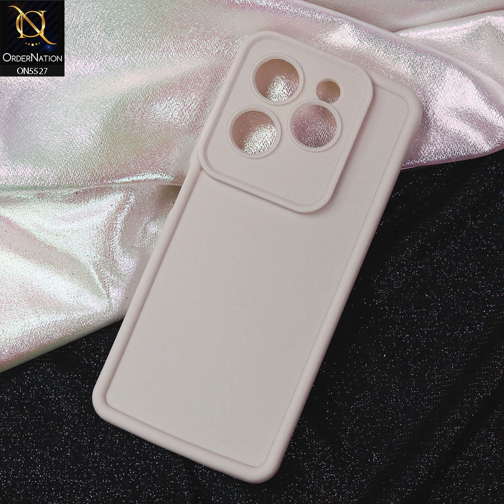 Infinix Hot 40 Cover - Off White -Soft Silicone Case With Round Bumper Matte TPU Shockproof Cover