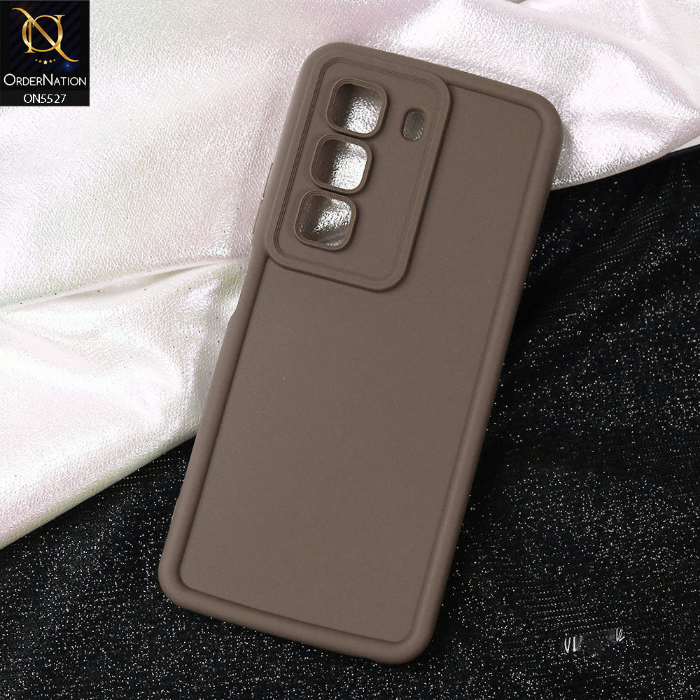 Infinix Hot 50 4G Cover - Brown -Soft Silicone Case With Round Bumper Matte TPU Shockproof Cover