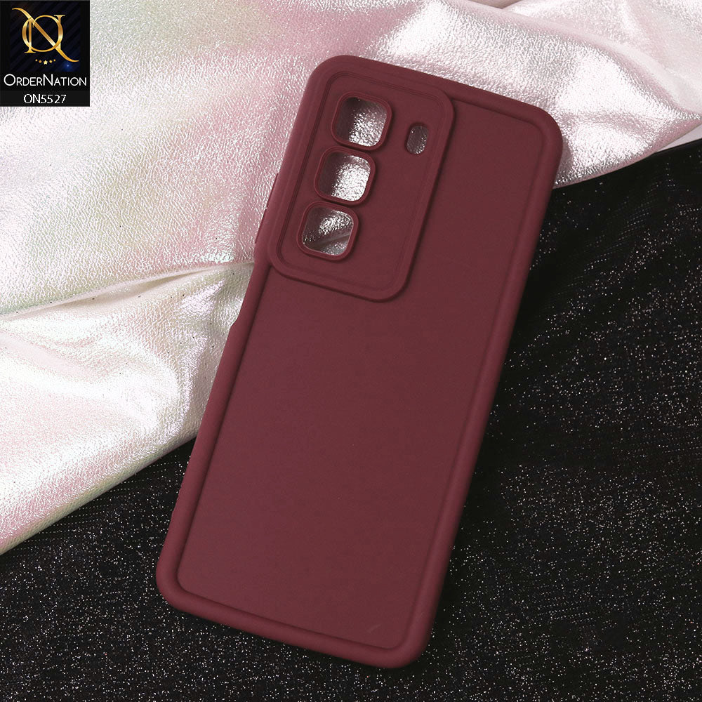 Infinix Hot 50 4G Cover - Maroon - Soft Silicone Case With Round Bumper Matte TPU Shockproof Cover
