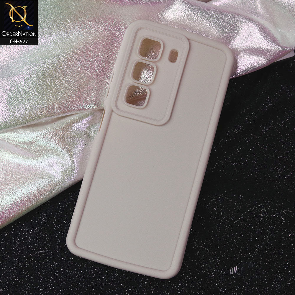 Infinix Hot 50 4G Cover - Off White -Soft Silicone Case With Round Bumper Matte TPU Shockproof Cover