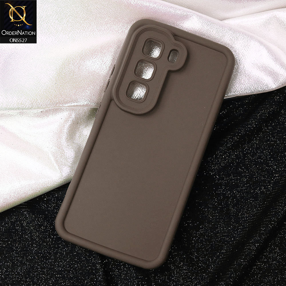Infinix Hot 50 Pro Cover - Brown -Soft Silicone Case With Round Bumper Matte TPU Shockproof Cover