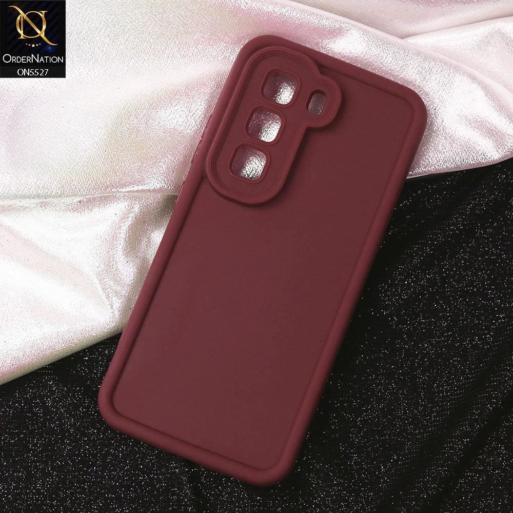Infinix Hot 50 Pro Cover - Maroon - Soft Silicone Case With Round Bumper Matte TPU Shockproof Cover