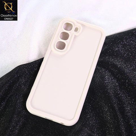 Infinix Hot 60 Cover - Off White - Soft Silicone Case With Round Bumper Matte TPU Shockproof Cover
