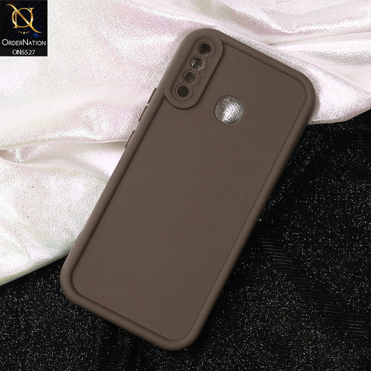 Infinix Hot 8 Cover - Brown -Soft Silicone Case With Round Bumper Matte TPU Shockproof Cover