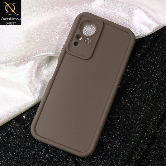 Infinix Note 11 Cover - Brown -Soft Silicone Case With Round Bumper Matte TPU Shockproof Cover