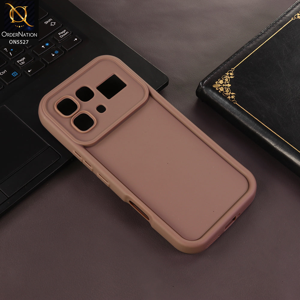 Infinix Note 60 Cover - Brown - Soft Silicone Case With Round Bumper Matte TPU Shockproof Cover