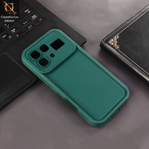 Infinix Note 60 Cover - Dark Green - Soft Silicone Case With Round Bumper Matte TPU Shockproof Cover