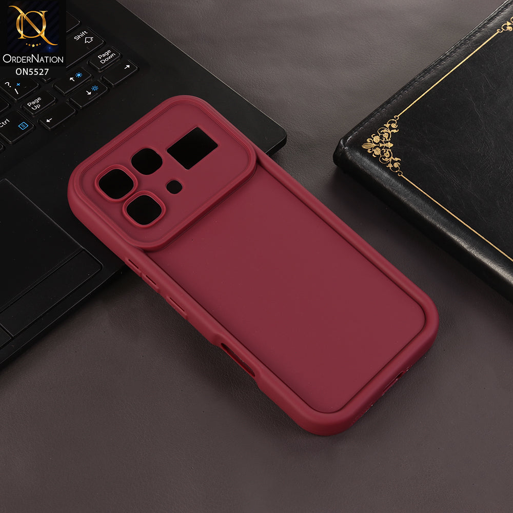Infinix Note 60 Cover - Mahroon - Soft Silicone Case With Round Bumper Matte TPU Shockproof Cover