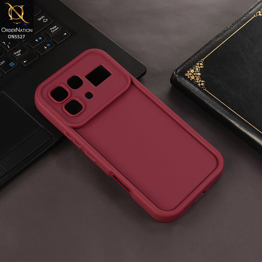 Infinix Note 60 Cover - Mahroon - Soft Silicone Case With Round Bumper Matte TPU Shockproof Cover