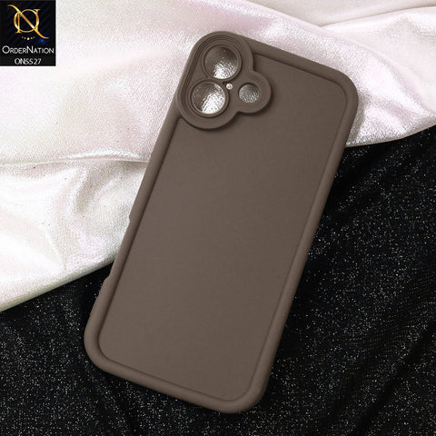 iPhone 16 Plus Cover - Brown -Soft Silicone Case With Round Bumper Matte TPU Shockproof Cover