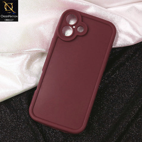 iPhone 16 Plus Cover - Maroon - Soft Silicone Case With Round Bumper Matte TPU Shockproof Cover