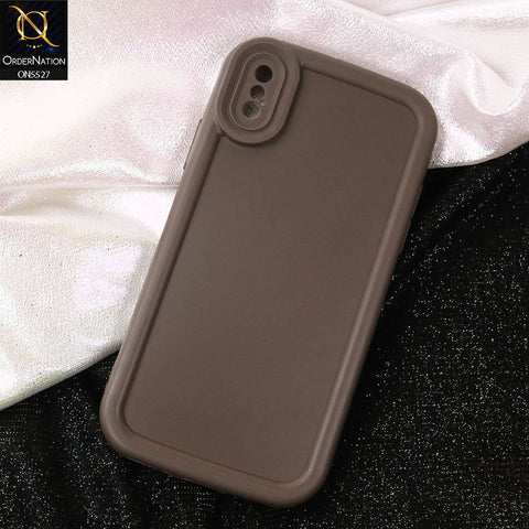 iPhone XS / X Cover - Brown -Soft Silicone Case With Round Bumper Matte TPU Shockproof Cover