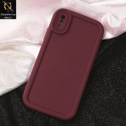 iPhone XS / X Cover - Maroon - Soft Silicone Case With Round Bumper Matte TPU Shockproof Cover