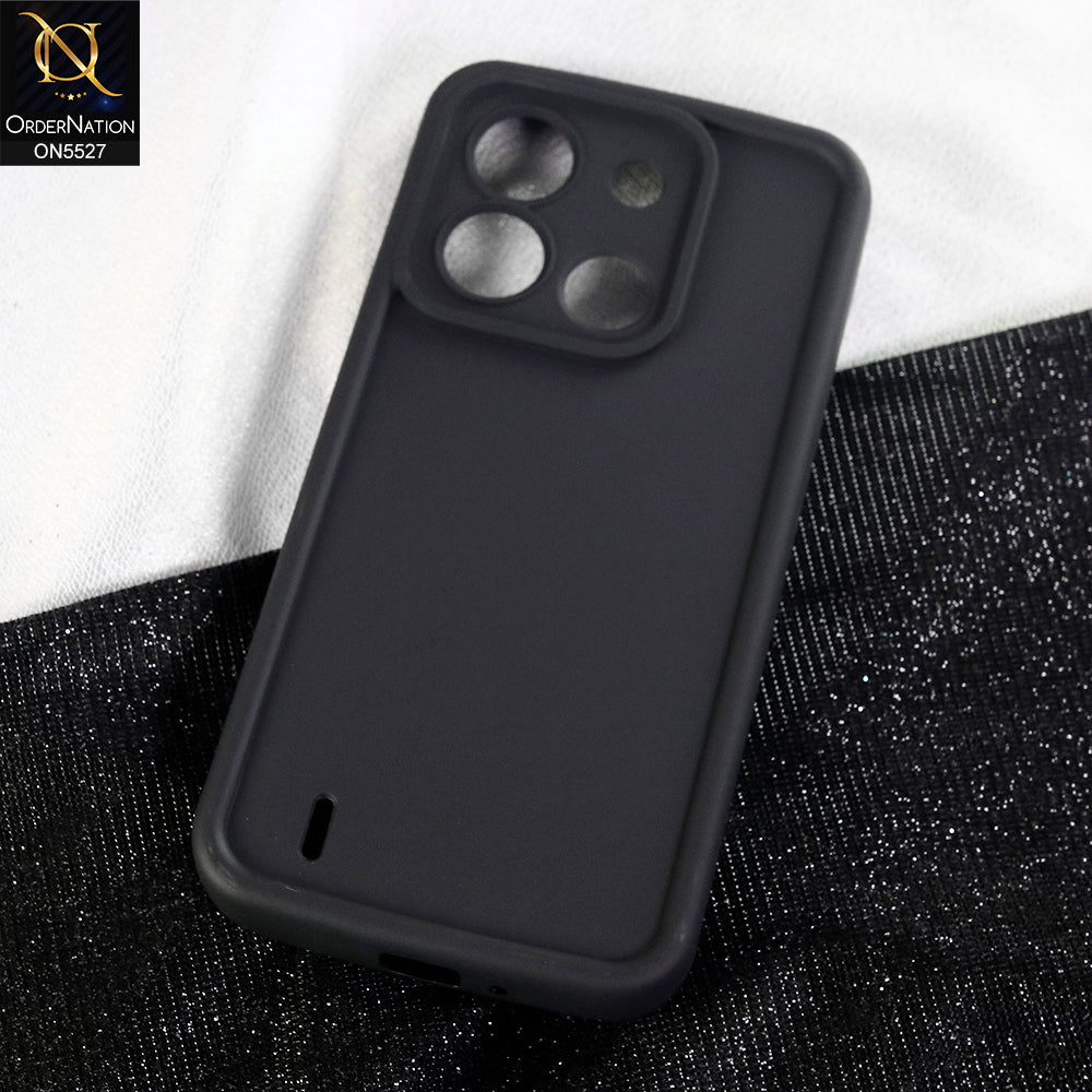 itel A04 Cover - Black - Soft Silicone Case With Round Bumper Matte TPU Shockproof Cover
