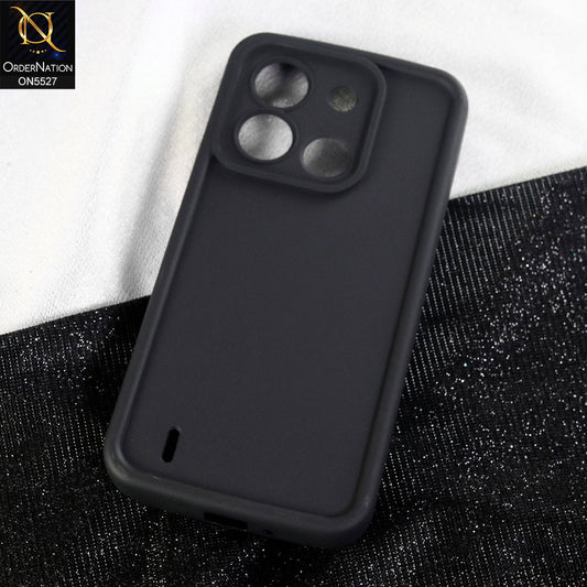 itel A04 Cover - Black - Soft Silicone Case With Round Bumper Matte TPU Shockproof Cover