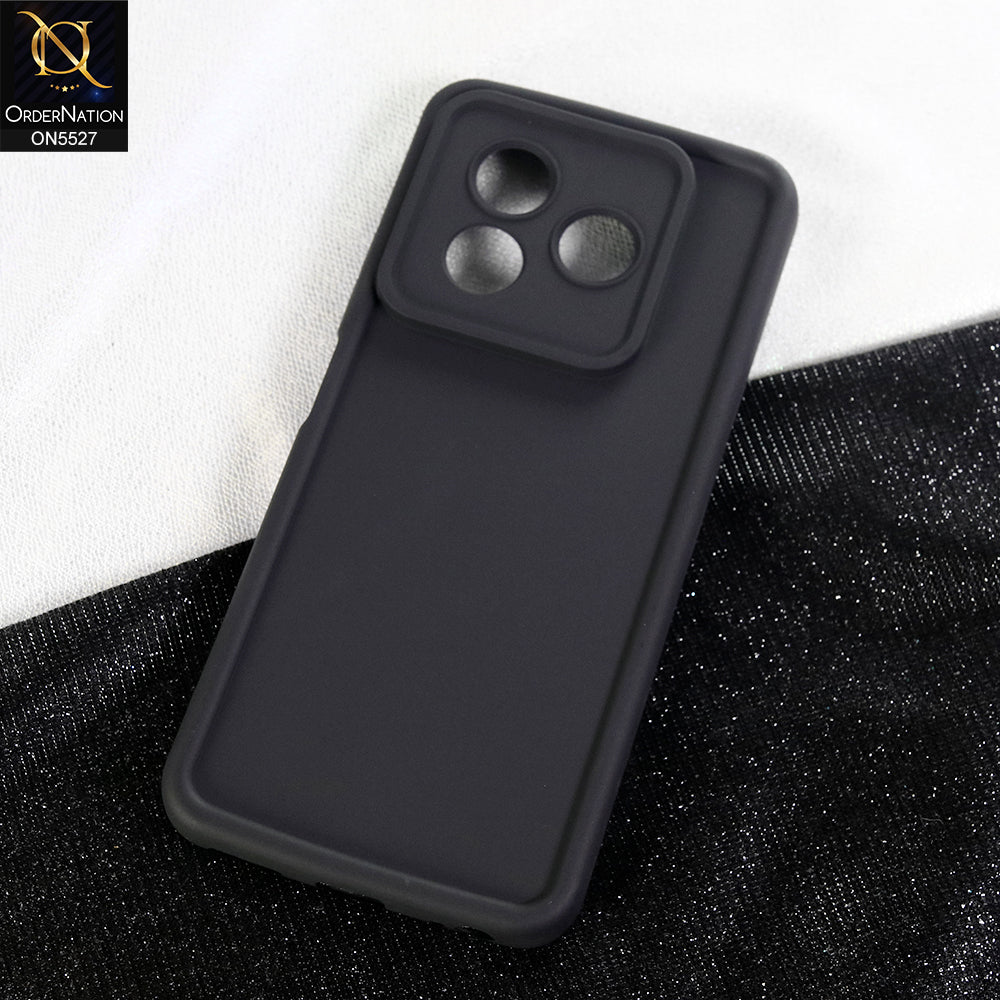 itel S24 Cover - Black - Soft Silicone Case With Round Bumper Matte TPU Shockproof Cover
