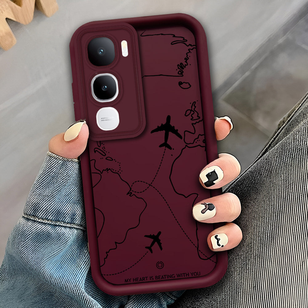 Vivo Y400 - Offwhite - Airplane Route Design - ONation Step Up Series - HQ Liquid Silicone Soft Case