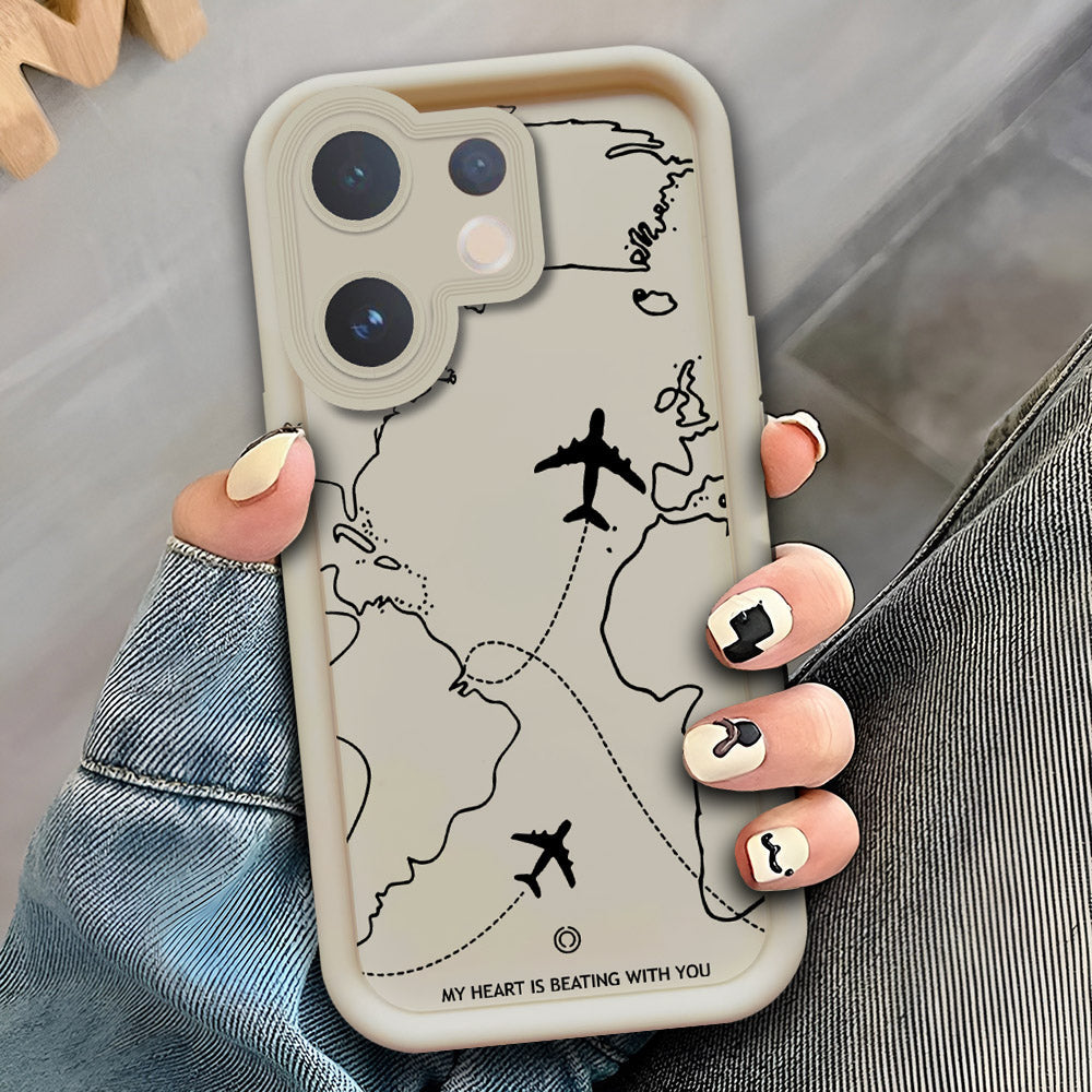 Vivo T4 Pro - Maroon - Airplane Route Design - ONation Step Up Series - HQ Liquid Silicone Soft Case