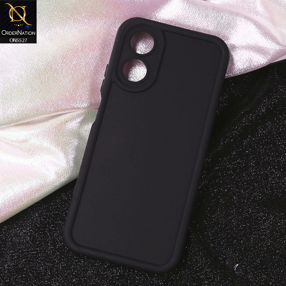 Oppo A17 Cover - Black - Soft Silicone Case With Round Bumper Matte TPU Shockproof Cover