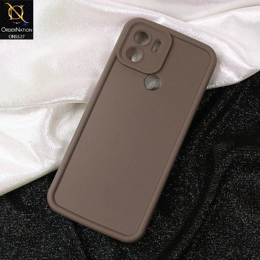 Redmi A1 plus Cover - Brown -Soft Silicone Case With Round Bumper Matte TPU Shockproof Cover