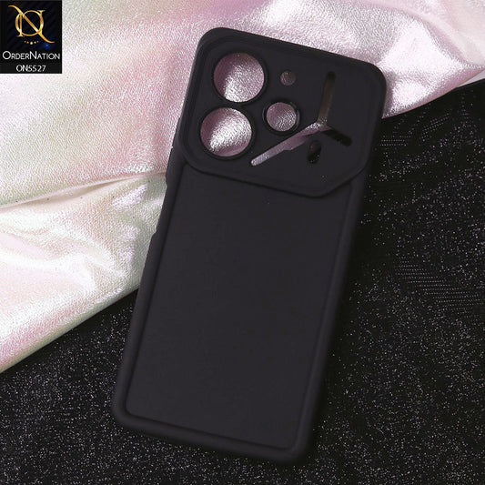 Tecno Pova 6 Cover - Black - Soft Silicone Case With Round Bumper Matte TPU Shockproof Cover