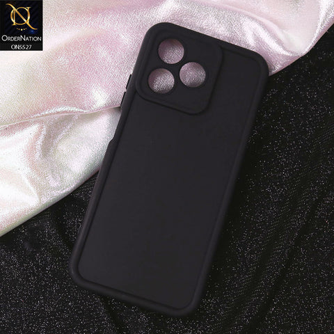 Realme Note 50 Cover - Black - Soft Silicone Case With Round Bumper Matte TPU Shockproof Cover
