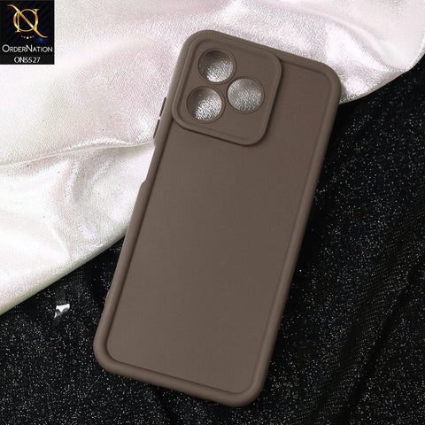 Realme Note 50 Cover - Brown -Soft Silicone Case With Round Bumper Matte TPU Shockproof Cover