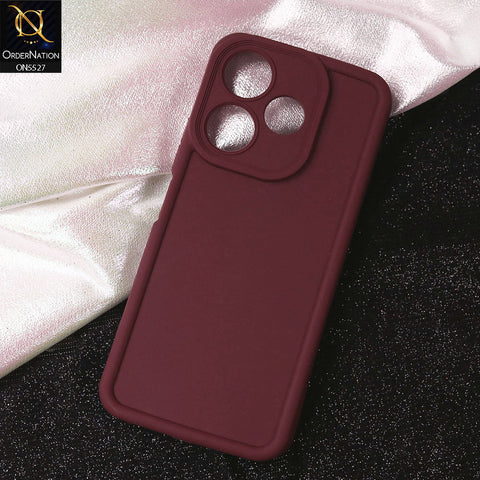Xiaomi Redmi 13 Cover - Maroon - Soft Silicone Case With Round Bumper Matte TPU Shockproof Cover