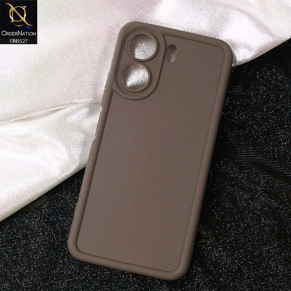 Xiaomi Redmi 13C Cover - Brown -Soft Silicone Case With Round Bumper Matte TPU Shockproof Cover
