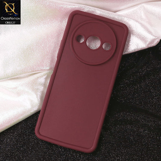 Xiaomi Redmi A3 Cover - Maroon - Soft Silicone Case With Round Bumper Matte TPU Shockproof Cover