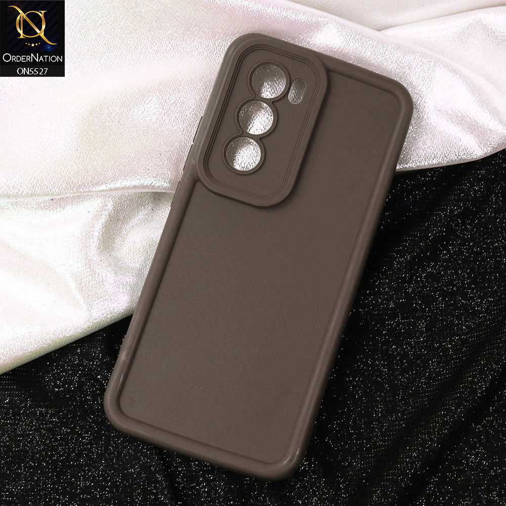Oppo Reno 12 Cover - Brown -Soft Silicone Case With Round Bumper Matte TPU Shockproof Cover