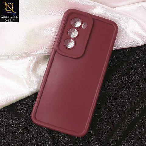 Oppo Reno 12 Cover - Maroon - Soft Silicone Case With Round Bumper Matte TPU Shockproof Cover