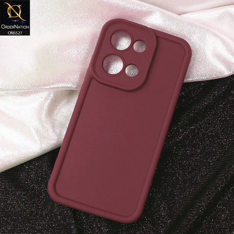 Oppo Reno 13 Cover - Maroon - Soft Silicone Case With Round Bumper Matte TPU Shockproof Cover