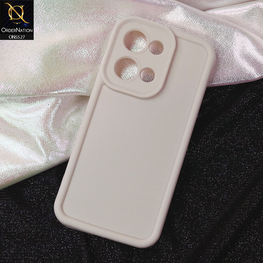 Oppo Reno 13 Cover - Off White -Soft Silicone Case With Round Bumper Matte TPU Shockproof Cover