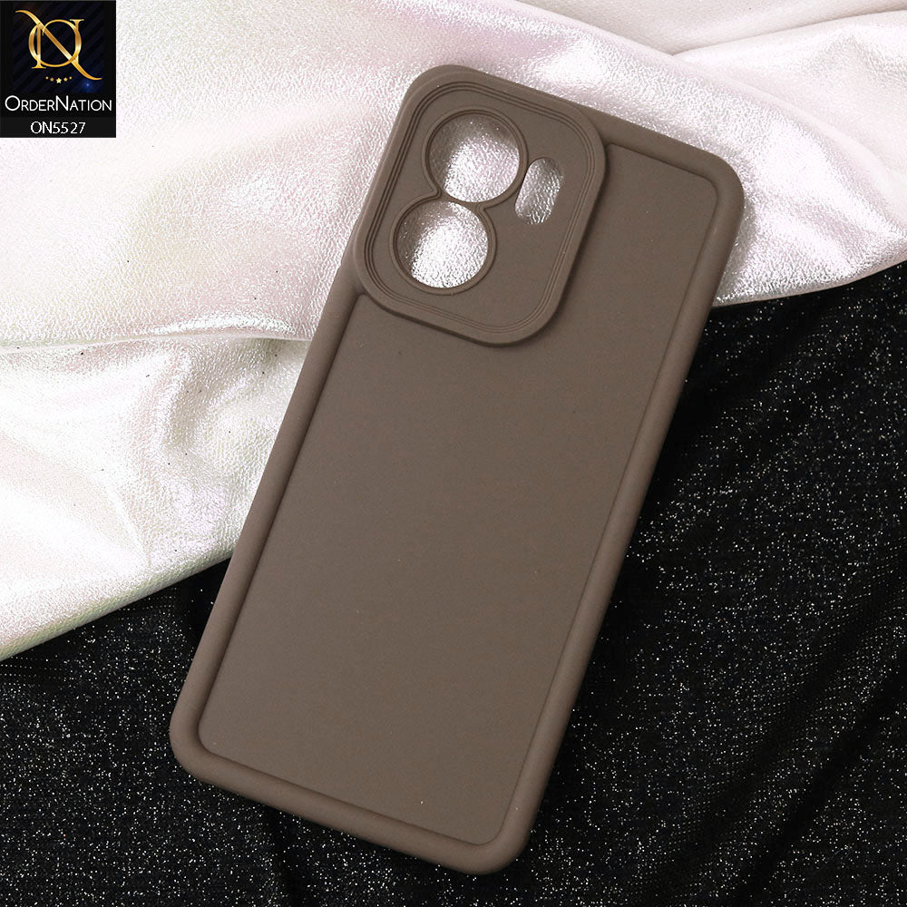 Oppo Reno 13F 4G Cover - Brown -Soft Silicone Case With Round Bumper Matte TPU Shockproof Cover