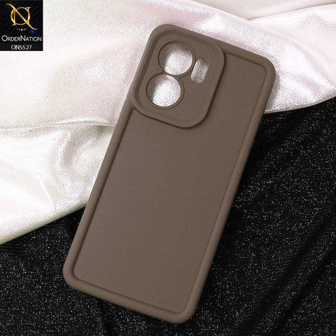 Oppo Reno 13F 4G Cover - Brown -Soft Silicone Case With Round Bumper Matte TPU Shockproof Cover