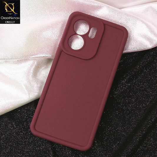 Oppo Reno 13F 5G Cover - Maroon - Soft Silicone Case With Round Bumper Matte TPU Shockproof Cover