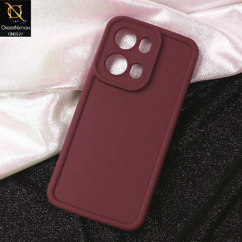 Oppo Reno 13 Pro Cover - Maroon - Soft Silicone Case With Round Bumper Matte TPU Shockproof Cover
