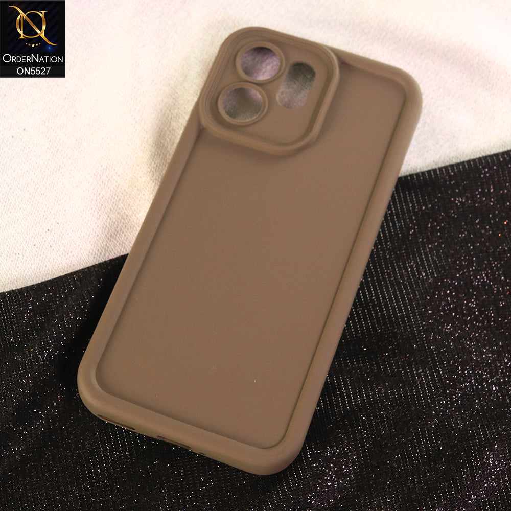 Oppo Reno 14F Cover - Brown - Soft Silicone Case With Round Bumper Matte TPU Shockproof Cover