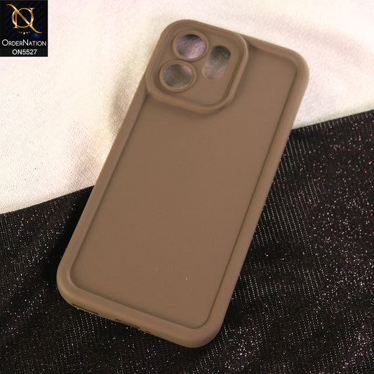 Oppo Reno 14F Cover - Brown - Soft Silicone Case With Round Bumper Matte TPU Shockproof Cover