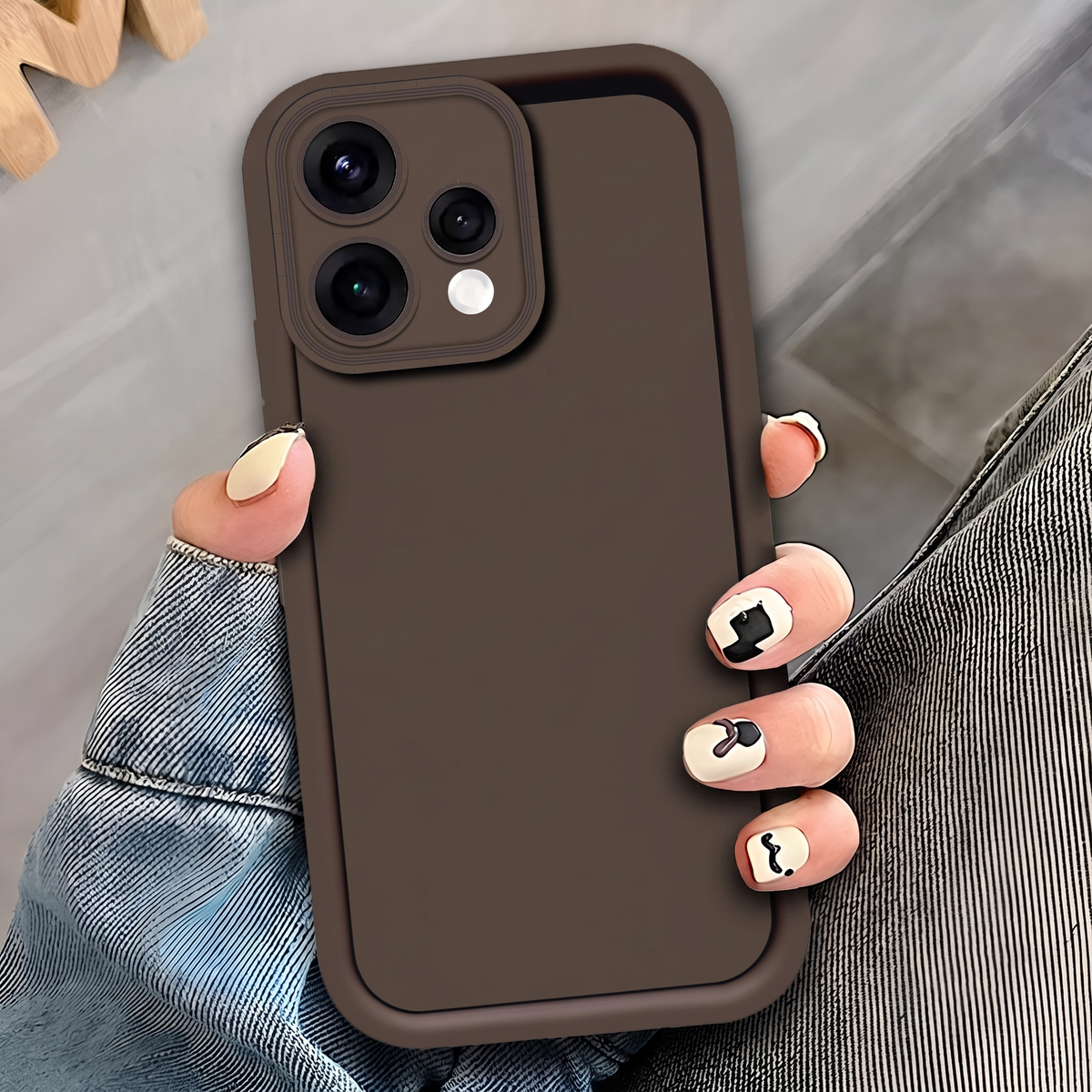 Oppo Reno 15 Cover - Brown - Soft Silicone Case With Round Bumper Matte TPU Shockproof Cover