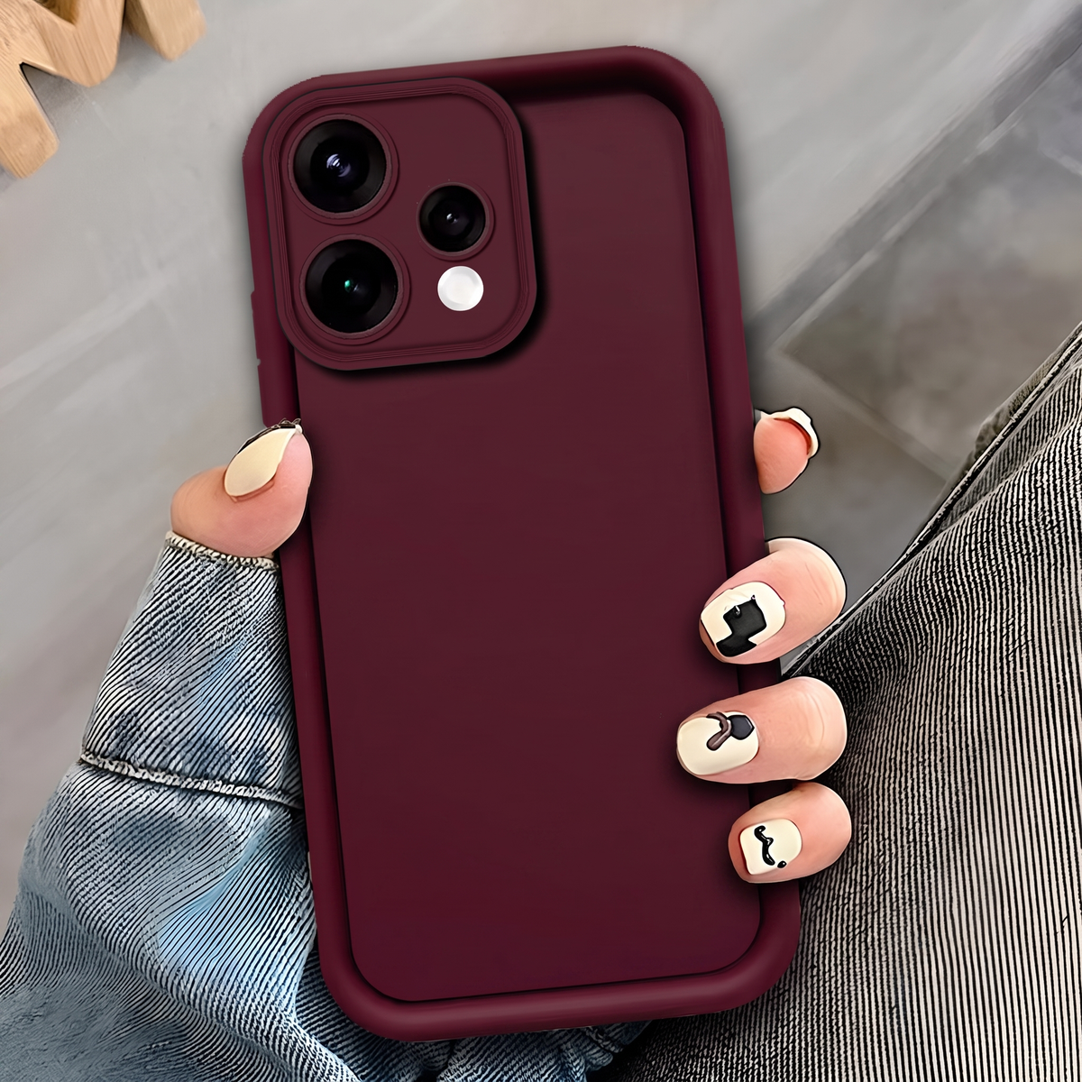 Oppo Reno 15c Cover - Maroon - Soft Silicone Case With Round Bumper Matte TPU Shockproof Cover